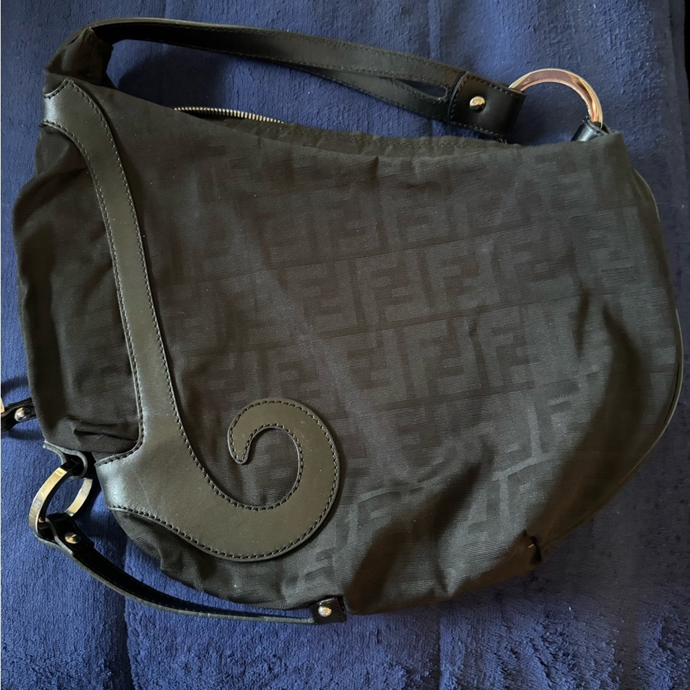 Fendi Black and Silver Accent Bag